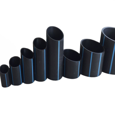 PE HDPE pipa pasokan air Biru atau Hitam Dengan Pita Biru Untuk pasokan air dan drainase Dengan Pita Biru PE