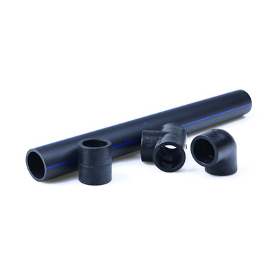 Sebagai ukuran yang disesuaikan HDPE pipa pasokan air Ketebalan 2.3mm-117.6mm Biru atau Hitam Dengan Garis Biru