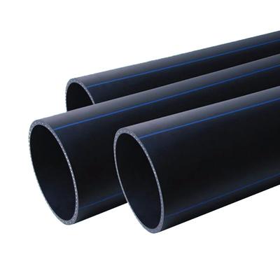 Sebagai ukuran yang disesuaikan HDPE pipa pasokan air Ketebalan 2.3mm-117.6mm Biru atau Hitam Dengan Garis Biru